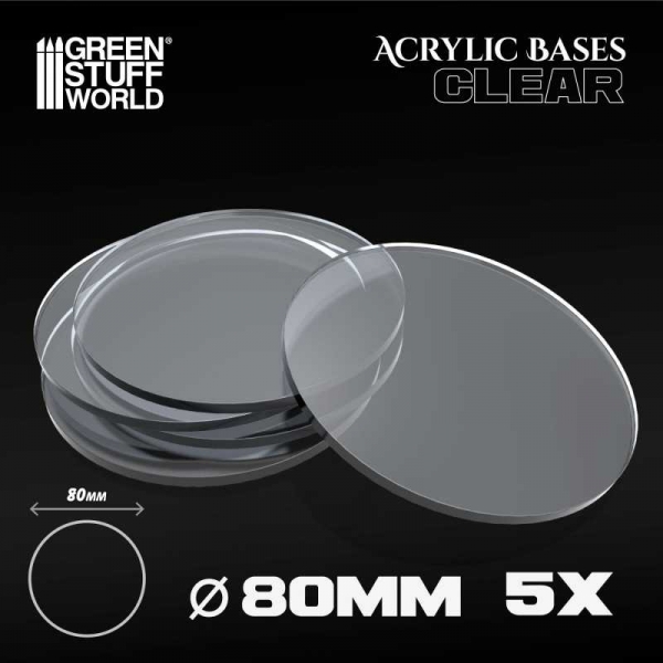 Green Stuff World: Acrylic Bases - Round 80 mm CLEAR