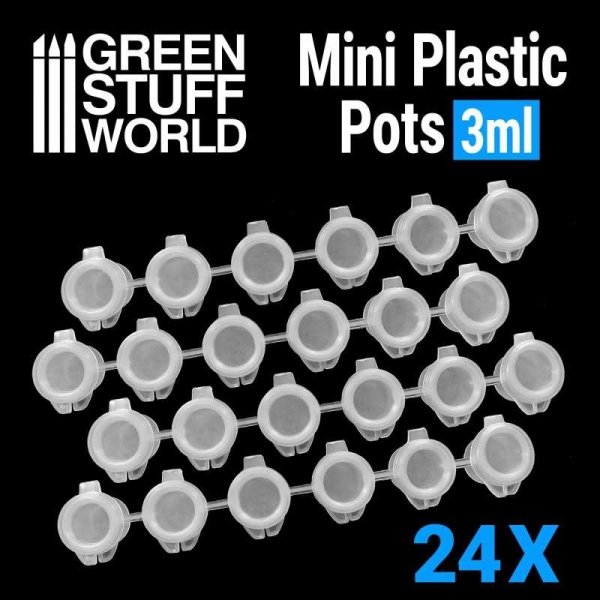 Green Stuff World: 24x Mini Plastic Paint Pots 3ml