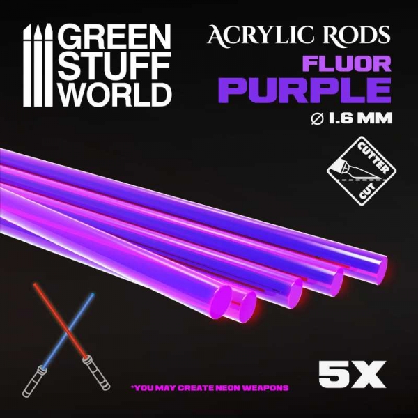 Green Stuff World: Acrylic Rods - Round 1.6 mm Fluor PURPLE
