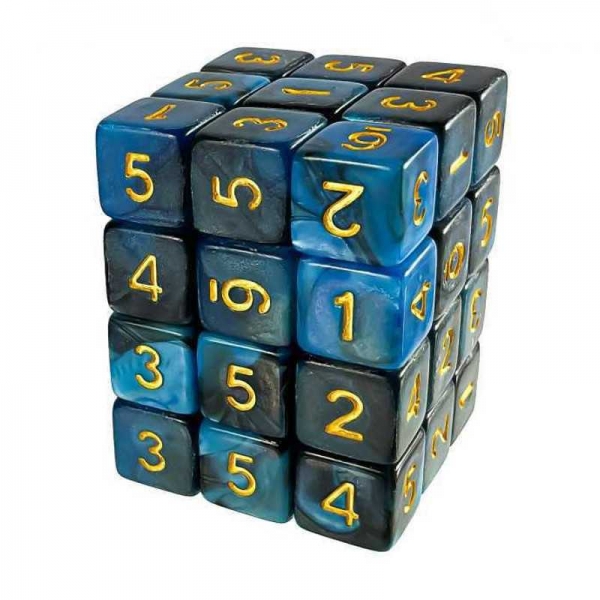 Green Stuff World: 36x D6 12mm Dice - Blue Swirl
