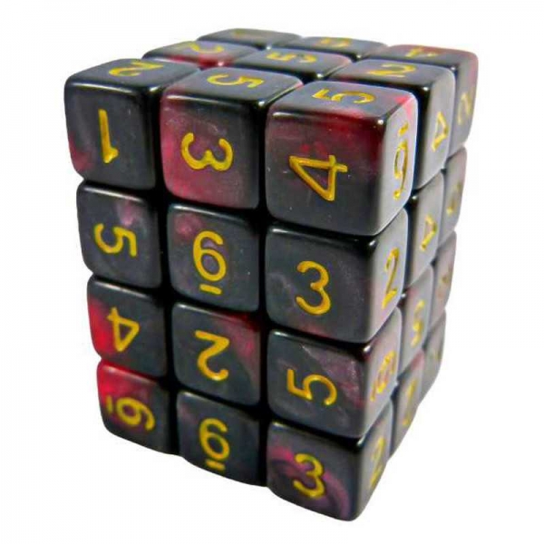 Green Stuff World: 36x D6 12mm Dice - Red Swirl