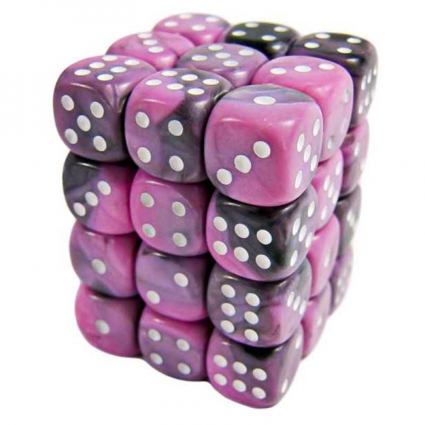 Green Stuff World: 36x D6 12mm Dice - Pink Swirl