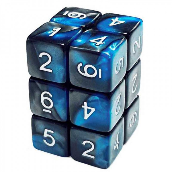 Green Stuff World: 12x D6 16mm Dice - Blue Swirl