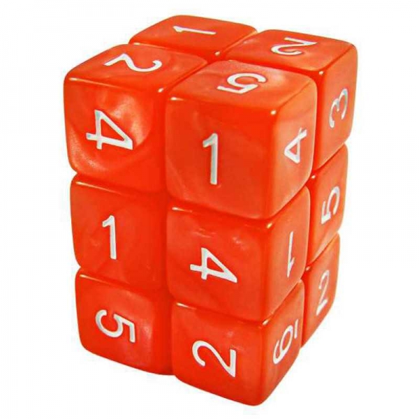 Green Stuff World: 12x Dados D6 16mm - Naranja