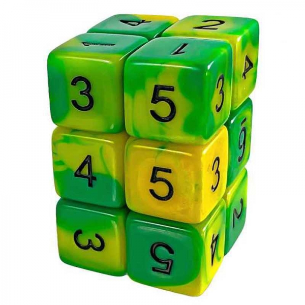 Green Stuff World: 12x D6 16mm Dice - Lime Marble