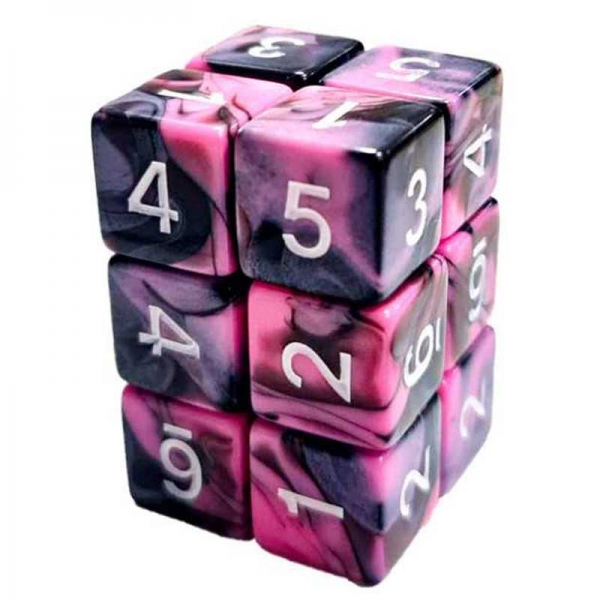 Green Stuff World: 12x D6 16mm Dice - Pink Swirl