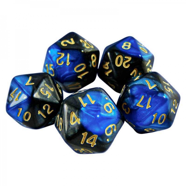 Green Stuff World: 5x D20 20mm Dice - Blue Swirl