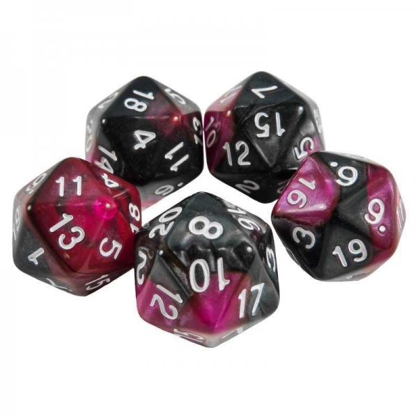 Green Stuff World: 5x D20 20mm Dice - Purple Swirl