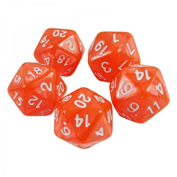 Green Stuff World: 5x D20 20mm Dice - Orange
