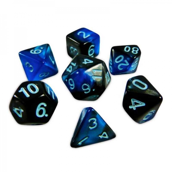 Green Stuff World: 7x Mix 16mm Dice - Blue Swirl