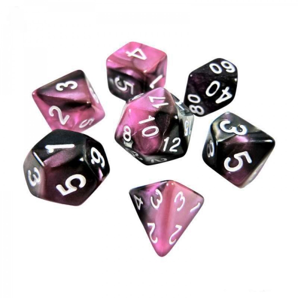 Green Stuff World: 7x Mix 16mm Dice - Pink Swirl