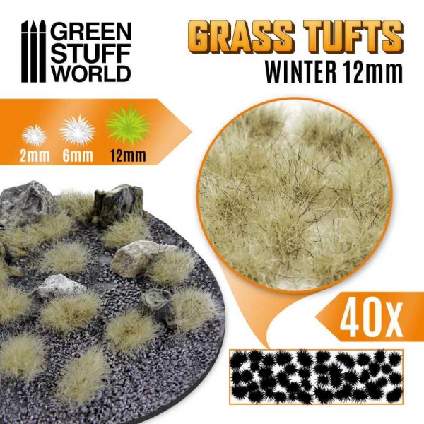 Green Stuff World: Grass TUFTS - 12mm self-adhesive - WINTER