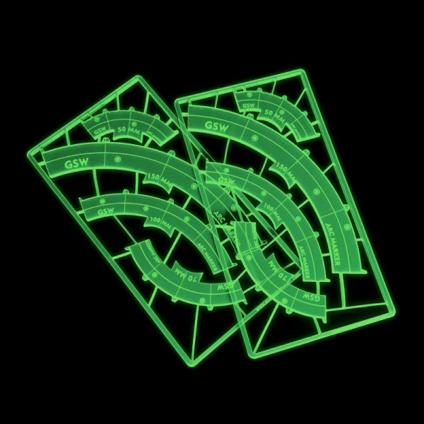 Green Stuff World: Legion arc-shaped line of fire markers - GREEN FLUOR