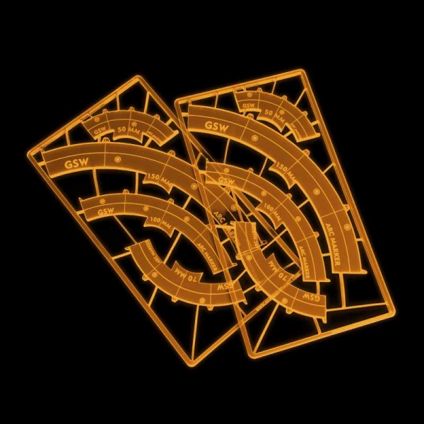 Green Stuff World: Legion arc-shaped line of fire markers - ORANGE FLUOR