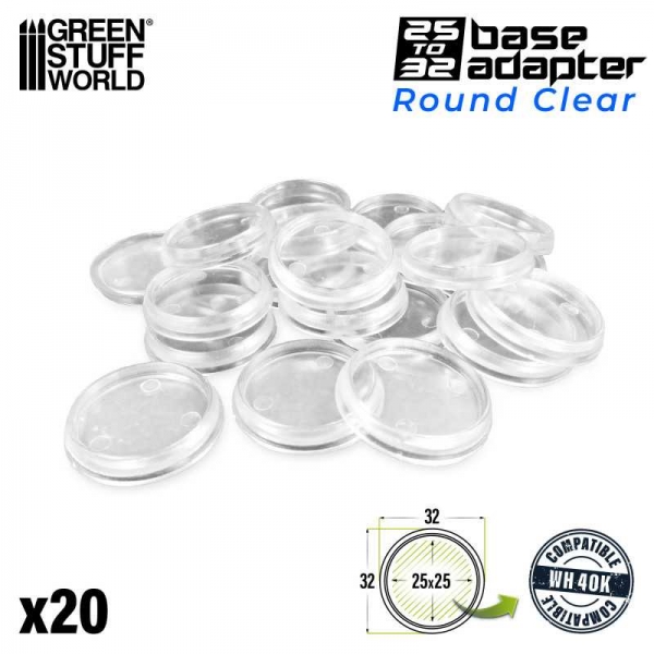 Green Stuff World: Hollow Plastic Bases - TRANSPARENT 32mm