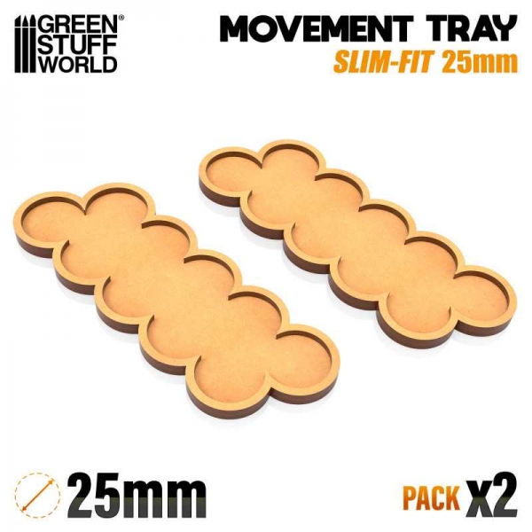 Green Stuff World: MDF Movement Trays 25mm x 10 - SLIM-FIT