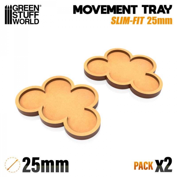 Green Stuff World: MDF Movement Trays 25mm x 5 - SLIM-FIT