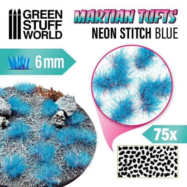Green Stuff World: Martian Fluor Tufts - NEON STITCH BLUE