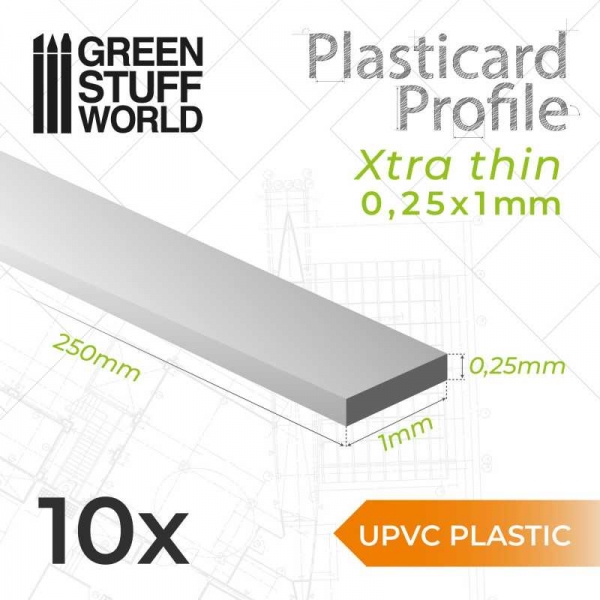 Green Stuff World: uPVC Plasticard - Profile Xtra-thin 0.25x1 mm