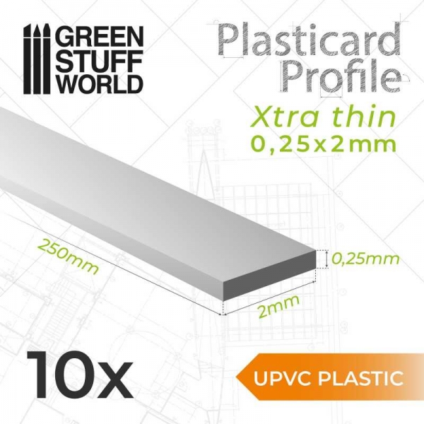 Green Stuff World: uPVC Plasticard - Profile Xtra-thin 0.25mm x 2mm