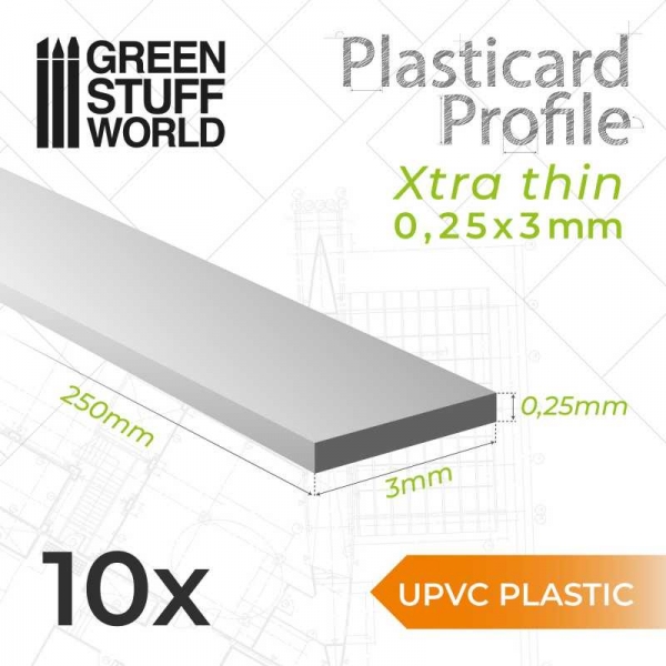 Green Stuff World: uPVC Plasticard - Profile Xtra-thin 0.25mm x 3mm