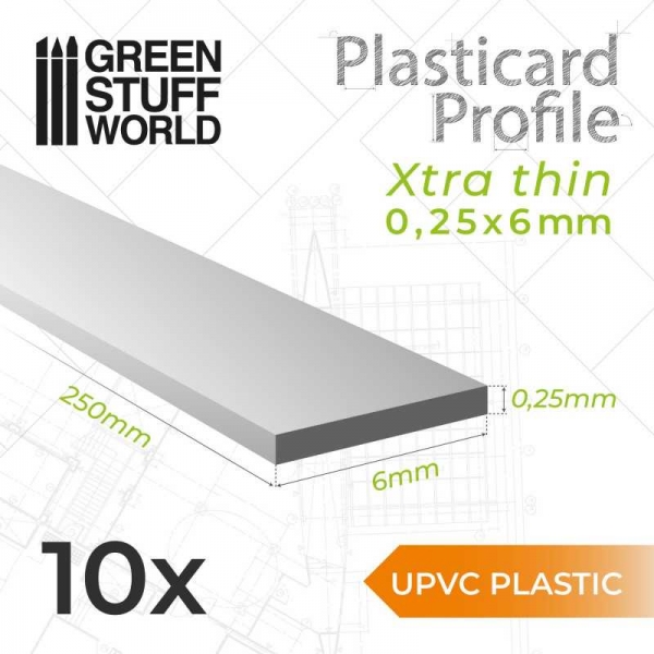 Green Stuff World: uPVC Plasticard - Profile Xtra-thin 0.25mm x 6mm
