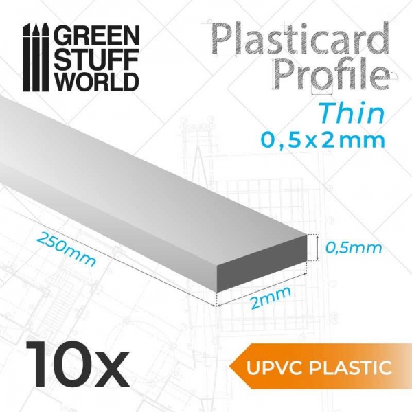 Green Stuff World: uPVC Plasticard - Thin 0.50mm x 2mm