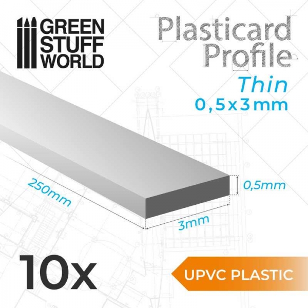 Green Stuff World: uPVC Plasticard - Thin 0.50mm x 3mm