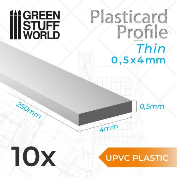 Green Stuff World: uPVC Plasticard - Thin 0.50mm x 4mm
