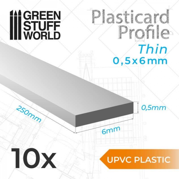 Green Stuff World: uPVC Plasticard - Thin 0.50mm x 6mm