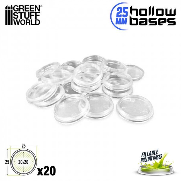 Green Stuff World: Transparent Hollow Plastic Bases - ROUND 25mm