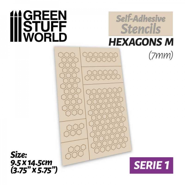 Green Stuff World: Self-adhesive stencils - Hexagons M - 7mm