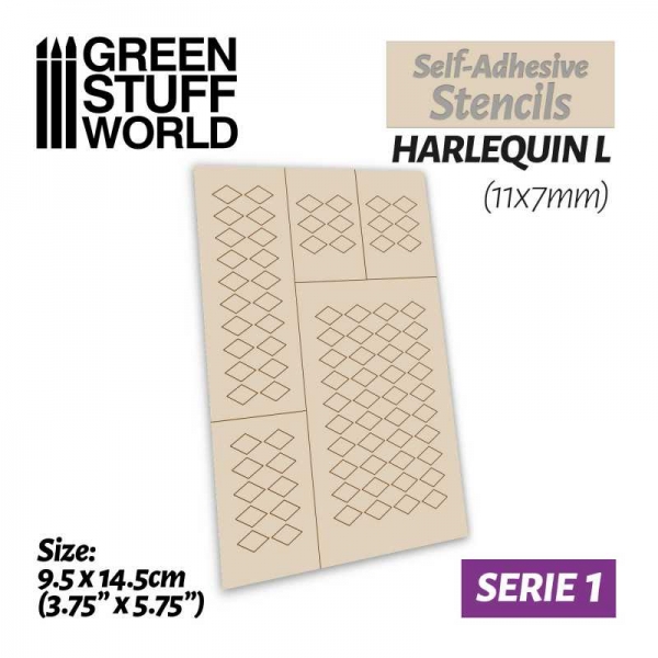 Green Stuff World: Self-adhesive stencils - Harlequin L - 11x7mm