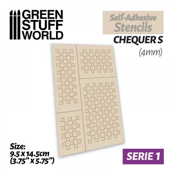 Green Stuff World: Self-adhesive stencils - Chequer S - 4mm