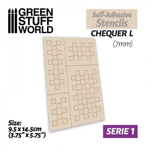 Green Stuff World: Self-adhesive stencils - Chequer L - 7mm