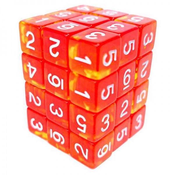 Green Stuff World: 36x D6 12mm Dice - Clear Red/Yellow