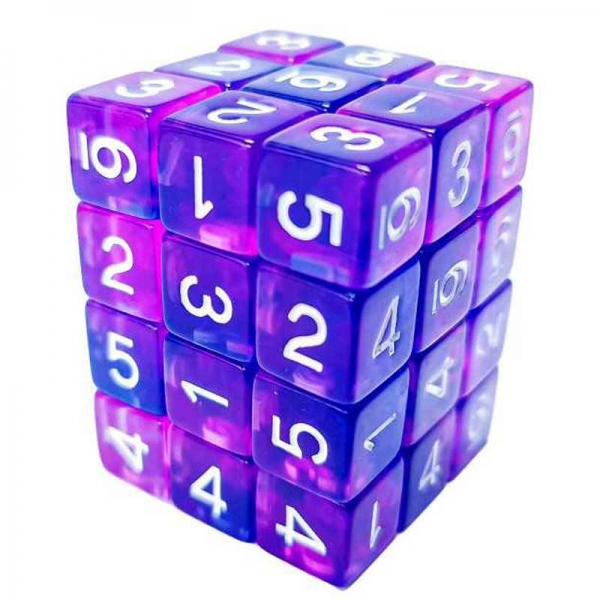 Green Stuff World: 36x D6 12mm Dice - Clear Blue/Purple