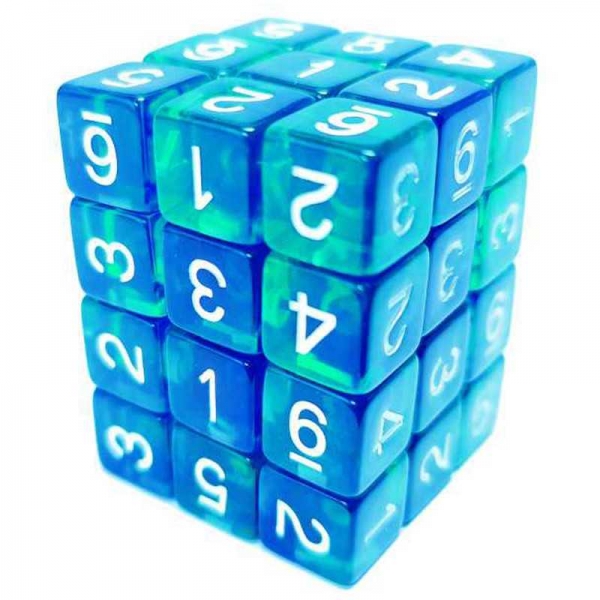 Green Stuff World: 36x D6 12mm Dice - Clear Blue/Turquoise