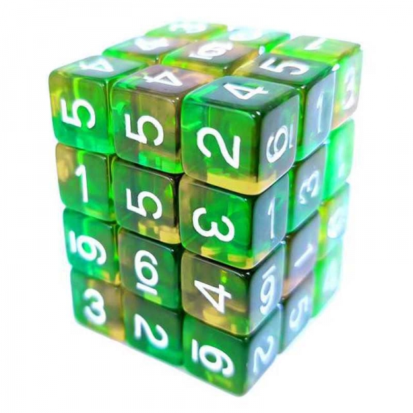 Green Stuff World: 36x D6 12mm Dice - Clear Orange/Green