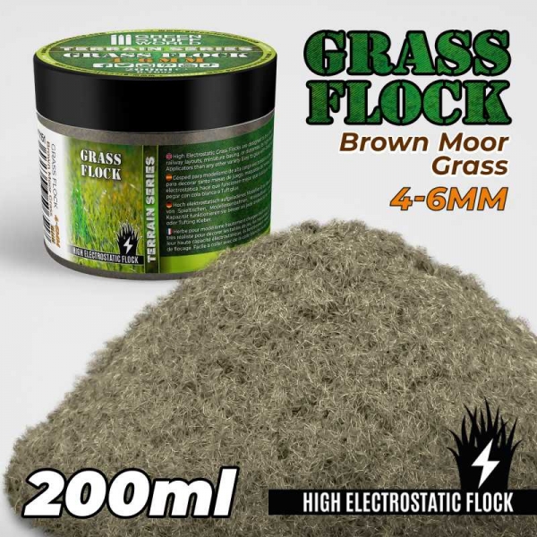 Green Stuff World: Static Grass Flock 4-6mm - Brown Moor Grass - 200 ml