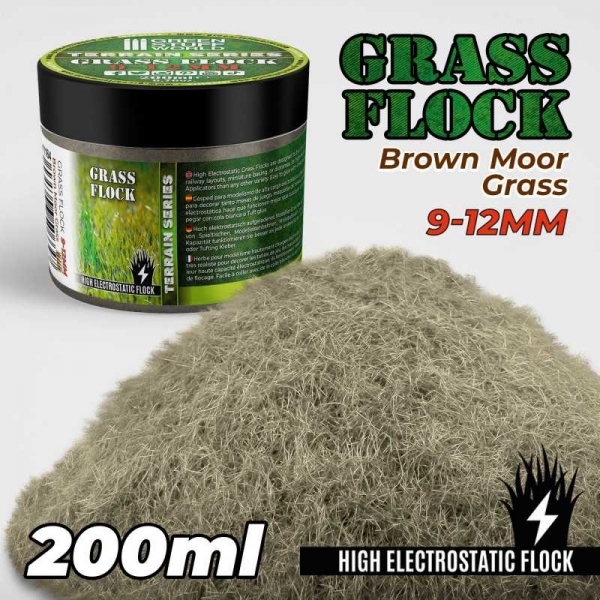Green Stuff World: Static Grass Flock 9-12mm - Brown Moor Grass - 200 ml