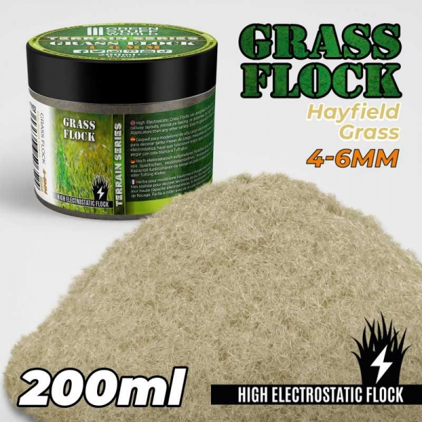 Green Stuff World: Static Grass Flock 4-6mm - HAYFIELD GRASS - 200 ml