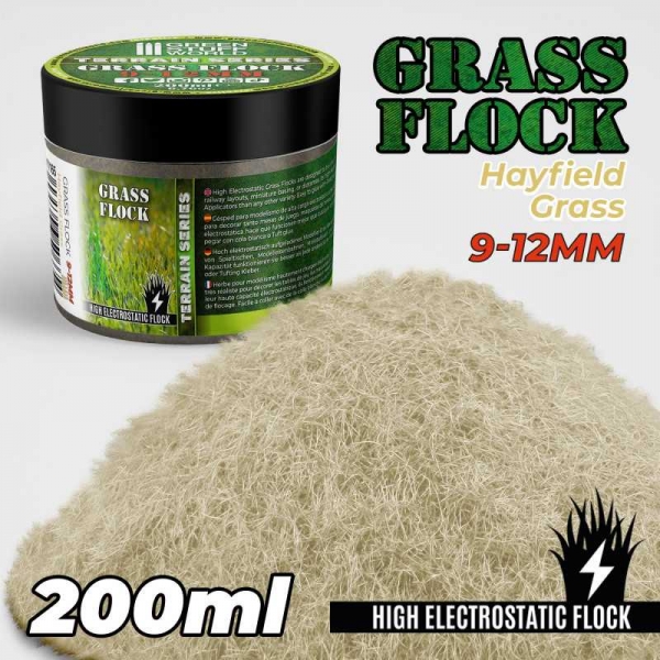 Green Stuff World: Static Grass Flock 9-12mm - HAYFIELD GRASS - 200 ml
