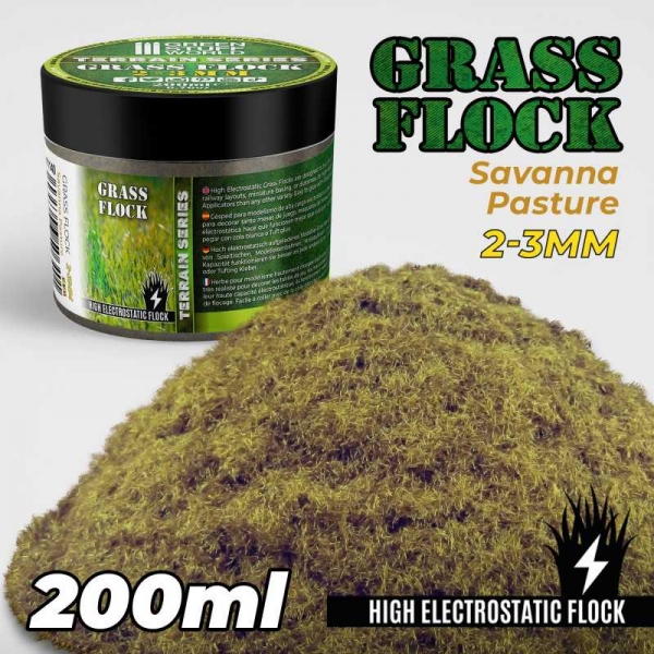 Green Stuff World: Static Grass Flock 2-3mm - SAVANNA PASTURE - 200 ml