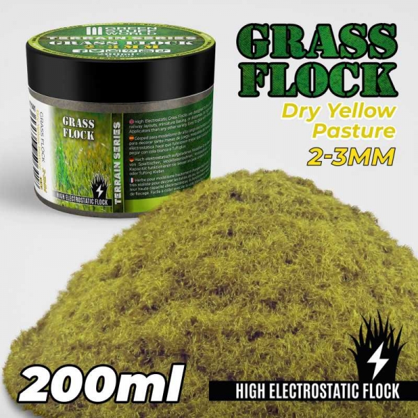 Green Stuff World: Static Grass Flock 2-3mm - DRY YELLOW PASTURE - 200 ml
