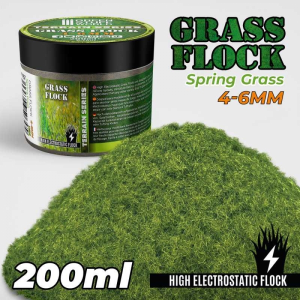 Green Stuff World: Static Grass Flock 4-6mm - SPRING GRASS - 200 ml
