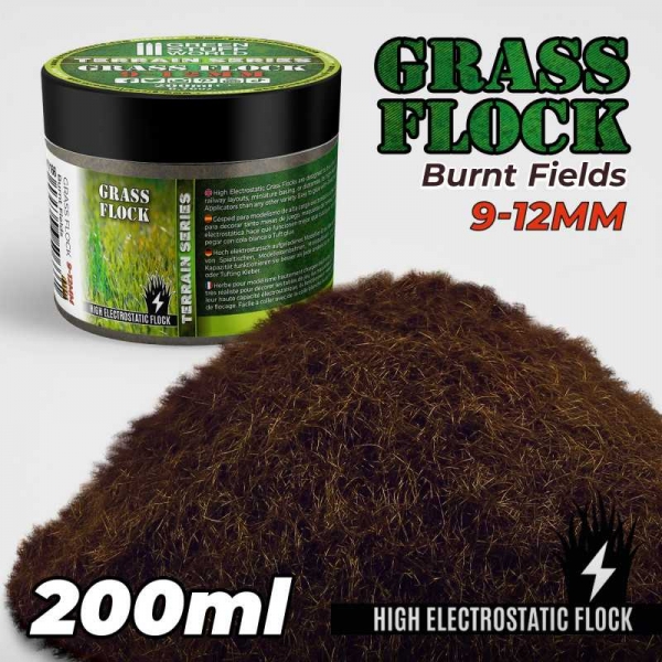 Green Stuff World: Static Grass Flock 9-12mm - BURNT FIELDS - 200 ml