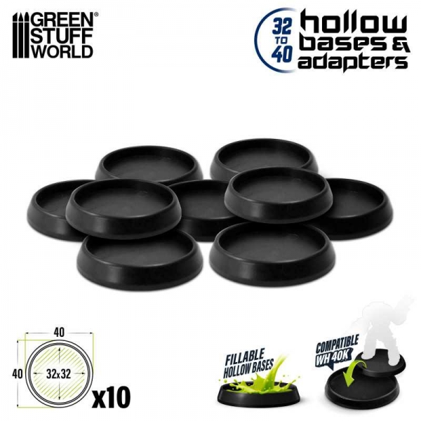 Green Stuff World: Hollow Plastic Bases - BLACK 40mm
