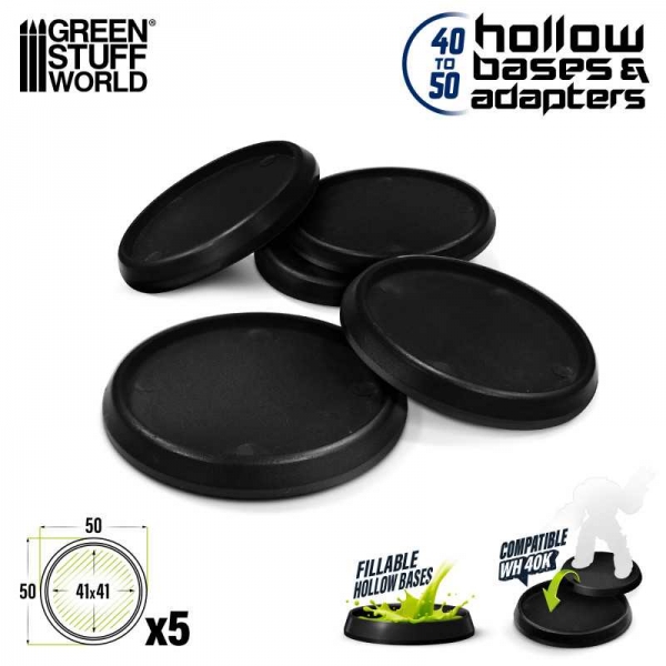 Green Stuff World: Hollow Plastic Bases - BLACK 50mm