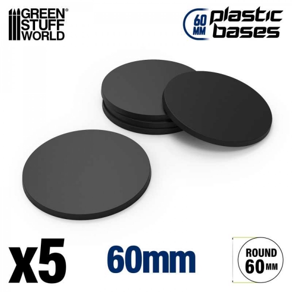 Green Stuff World: Plastic Bases - Round 60 mm BLACK